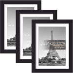 Lot de 3 cadres photo noirs en pvc, 6x8 , fixation murale pour affiches et impressions (sans papier cartonn�) ...
