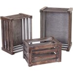 D�coshop26 - lot de 3 caisses en bois caisse � vin d�corative rangement fruits en bois marron vieilli ...