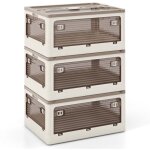 Lot de 3 caisses de rangement avec couvercles sur roulettes caisses empilables pliables accessibles sur ...