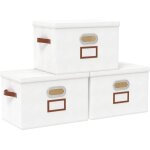 Lot de 3 caisses de rangement, paniers pliables avec couvercle et poign�es, bo�te en tissu lavable, pour ...
