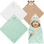 Lot de 3 cape de bain bebe 80 x 80cm mignon serviette de bain bebe avec capuche, polaire corail serviette ...
