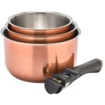 Lot 3 casseroles inox 18 / 10 color�es 16 - 18 - 20cm + poign�e