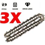 Lot de 3 cha�nes de tron�onneuse pour guide - cha�ne de 16'  (40 cm), 57 maillons d'entra�nement, faible ...