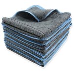 Lot de 3 chiffons en microfibres de carbone 380gsm, torchons nettoyage poussiere, lingettes essuie pour ...