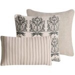 Lot de 3 coussins d�coratifs en coton 45 / 30 x 45 / 50 cm motif floral beige myristica