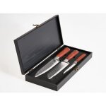 Lot de 3 couteaux de cuisine moderne en acier damas inoxydable aff�t�s � la main duret� 62 hrc marron ...