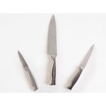 Lot de 3 couteaux de cuisine moderne en acier inoxydable aff�t�s � la main duret� 54 hrc argent� mashiko ...