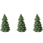 Lot de 3 d�corations d'int�rieur led sapins de no�l bougies en paraffine vert veloura