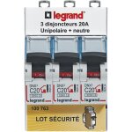 Lot de 3 disjoncteurs dnx unipolaire + neutre 20a - legrand