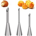 Lot de 3 douille de p�tisserie petit choux, douilles professionnelles en acier inoxydable � garnir, cupcake ...