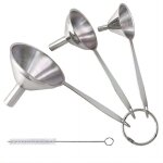 Lot de 3 entonnoirs de cuisine en acier inoxydable avec longs manches, mini entonnoirs en m�tal de qualit� ...