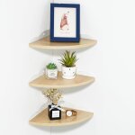 Lot de 3 �tag�re d'angle flottante rustique en bois, brun clair etagere murale tablettes flottantes rangement ...