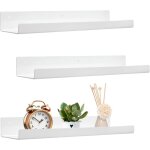 Lot de 3 �tag�res flottantes murales blanches de 30 cm pour cadres photo et livres, salon, couloir, chambre ...