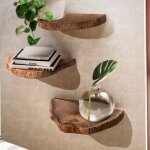 M&s - lot de 3 �tag�res murales en bois d'acacia vernis