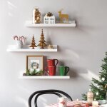 Lot de 3 �tag�res murales flottantes en bois, 38 x 10cm, pour cadres, photos, livres, exposition, rangement, ...