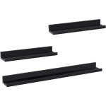 Lot de 3 �tag�re murale woltu, d�coration murale pour cadre photo, avec rebord, noir, 80cm
