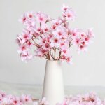 Feiyue - lot de 3 fleurs de cerisier artificielles en soie, pche, arrangement de plantes artificielles ...