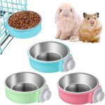 Lot de 3 gamelles pour lapin : grande gamelle avec 3 gamelles sepak takraw, en acier inoxydable, lapin, ...