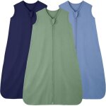 Lot de 3 gigoteuses �t� 0 - 6 mois 0. 5 sac couchage l�ger double fermeture �clair 58 - 66 cm cyan