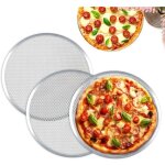 Lot de 3 grille � pizza 33 cm, plaque � pizza en aluminium, plat pizza rond pour pizza, grille de barbecue ...