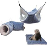 Lot de 3 hamacs pour rat, cochon d'inde, tunnel suspendu et lit chaud, accessoires de cage pour furet, ...