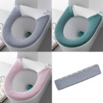Lot de 3 housses chauffantes douces et �paisses pour si�ge de toilette, style bouton 3 couleurs, tapis ...