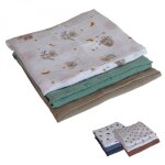 Lot de 3 langes bb, serviettes absorbantes et respirantes - 100% mousseline de coton - 65 x 65 cm - ...