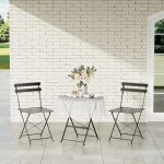 Lot de 3 meubles de jardin de balcon, ensemble salon de jardin, 1 table et 2 chaises pliable, bistrot ...