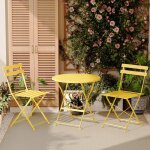 Lot de 3 meubles de jardin de balcon, ensemble salon de jardin, 1 table et 2 chaises pliable, bistrot ...