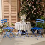 Lot de 3 meubles de jardin de balcon, ensemble salon de jardin, 1 table et 2 chaises pliable, bistrot ...