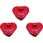 Hobbytech - lot de 3 mini - cocottes  c?ur rouge avec couvercle 10 x 7, 5 cm