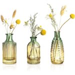 Lot de 3 mini vases verre vintage color�s, soliflores pour bureau, mariage ou centre table