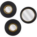 Altobuy - lot de 3 miroirs convexes ronds noir et or