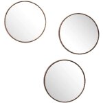 Lot de 3 miroirs ronds imitation bois