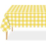 Lot de 3 nappes jetables � carreaux jaunes et blancs en plastique imperm�able pour pique - nique, anniversaire ...