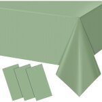 Lot de 3 nappes rectangulaires jetables en plastique vert sauge, impermables, pour anniversaire, mariage, ...