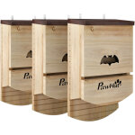 Lot de 3 nichoirs chauve souris - pawhut - en bois - avec plateforme et 2 chambres int�rieures - 23 x ...