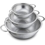 Lot de 3 passoires inox micro - perfor�es (16 / 22 / 28 cm), poign�es, lave - vaisselle, pour p�tes / ...