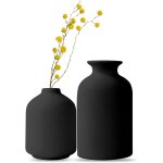 Lot de 3 petits vases c�ramique (2 noirs), modernes rustiques pour pampa ou fleurs s�ch�es