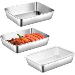 Lot de 3 plats à paner avec couvercle en acier inoxydable - rectangulaire - 25 × 19 × 5 cm - passe au ... Lot de 3 plats à paner avec couvercle en acier inoxydable - rectangulaire - 25 × 19 × 5 cm - passe au ...