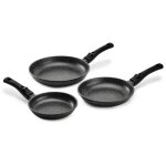 Lot 3 po�les premium 20 / 24 / 28 cm fonte d'aluminium manche amovible - pradel