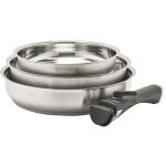 Lot de 3 po�les acier inoxydable diam�tres 20, 24 et 26 cm