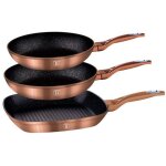 Lot de 3 po�les en granit berlinger haus rose gold line bh - 1279