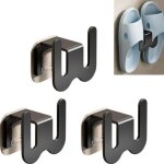 Lot de 3 porte - pantoufles noirs, 7, 6 x 5, 1 cm, en aluminium, sans trou de perforation, pour suspendre ...