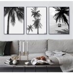 Lot de 3 posters - palmiers - noir et blanc - paysage de plage - photos murales sans cadre d�coration ...