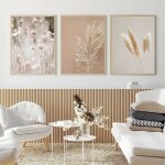 Lot de 3 posters premium - pampas reed - pour salon ou chambre - triomphe sans cadre (30 x 40 cm)