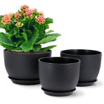 Lot de 3 pots 18 / 16 / 14 cm de fleurs en plastique plantes, jardini�res modernes avec trous de drainage ...
