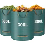 Lot de 3 sacs  dchets de jardin, 300 l, trs rsistants avec poignes, sacs de jardin rutilisables, ...