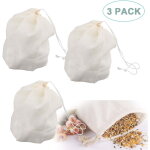 Lot de 3 sacs � lait v�g�tal, sacs en �tamine 100 % naturelle, 20 x 25 cm, sacs en coton pour fromage, ...