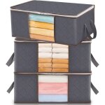 Lot de 3 sac de rangement vetement 35l, bo�te de rangement sous lit pliable, housse rangement couette ...
